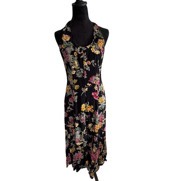 Sue Wong Vintage 90s Black Floral Maxi Dress – Size Small - Picture 6 of 8